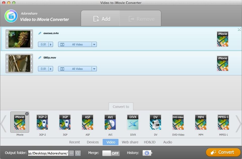 Adoreshare Video to iMovie Converter for Mac - 将视频转换为适用于 iMovie 的格式[OS X]丨反斗限免