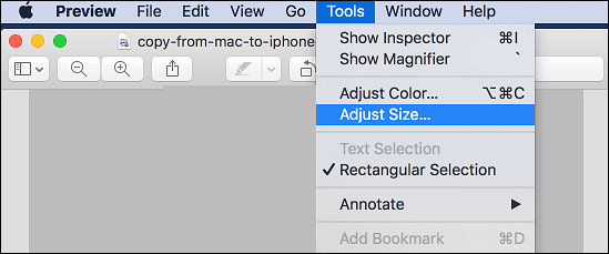 use preview to adjust image size on mac