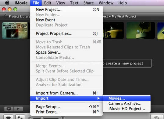 import videos from iphoto to imovie
