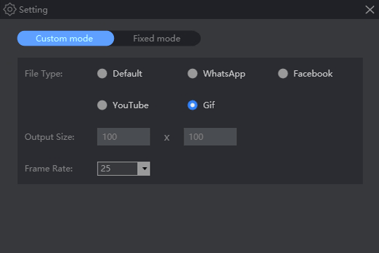 customize setting for gif creation