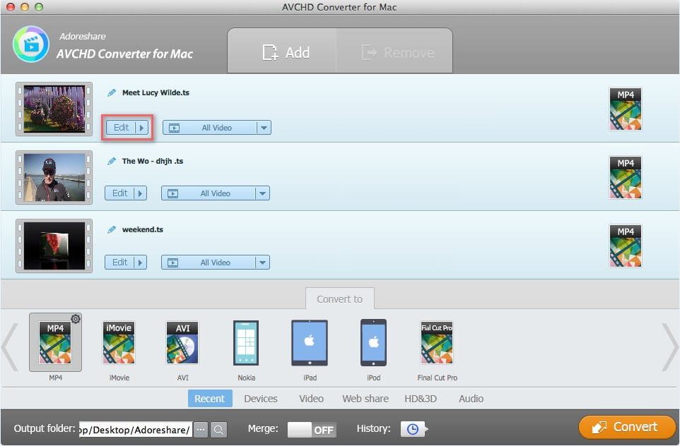 main interface of avchd converter for mac