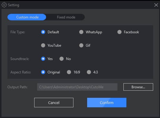 output settings