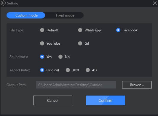 how to cut video parts to facebook