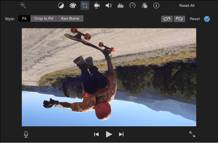 rotating video clip in iMovie Mac