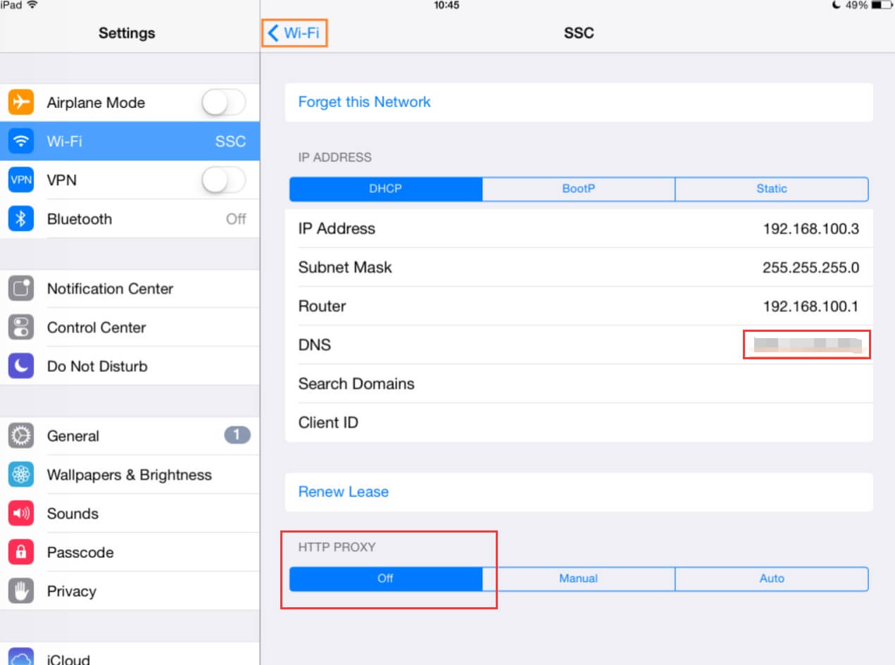 change dns server